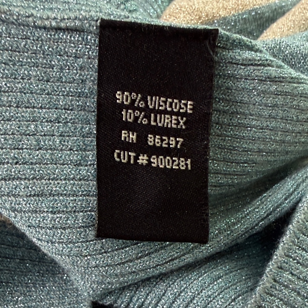Vintage BCBGMAXAZRIA Metallic Striped Faux-Wrap Knit – Size M - Picture 10 of 14